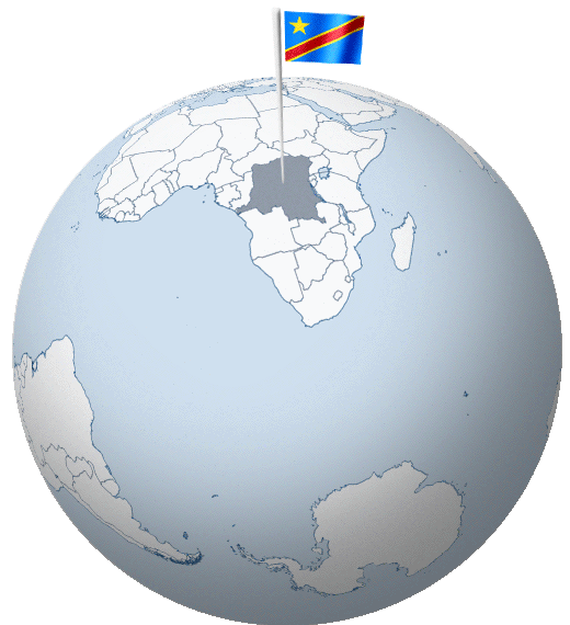 0 democratic republic of congo flag on world globe